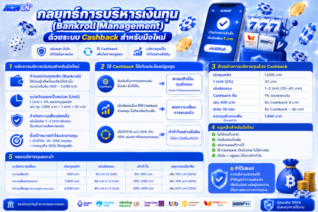 กลยุทธ์การบริหารเงินทุน (Bankroll Management) ด้วยระบบ Cashback สำหรับมือใหม่​