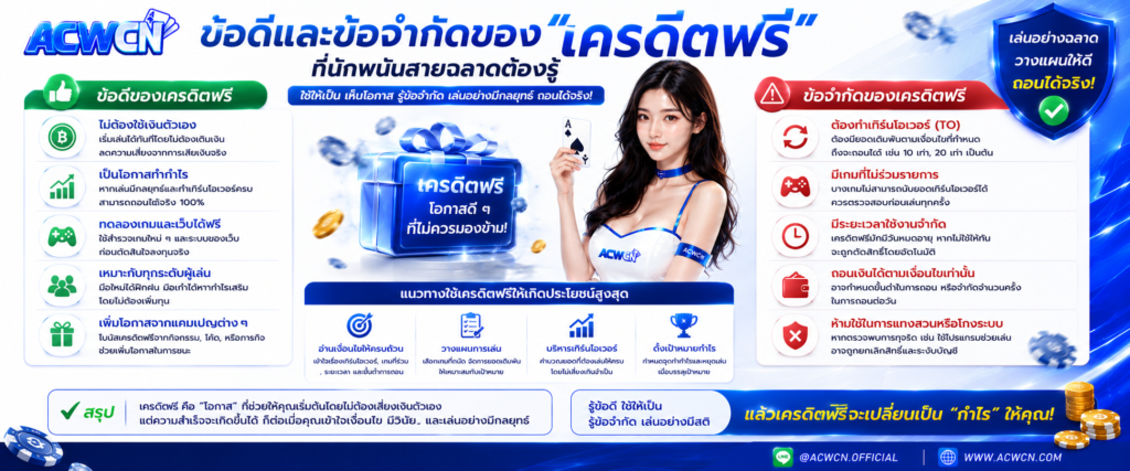 ข้อดีและข้อจำกัดของเครดิตฟรี ที่นักพนันสายฉลาดต้องรู้​
