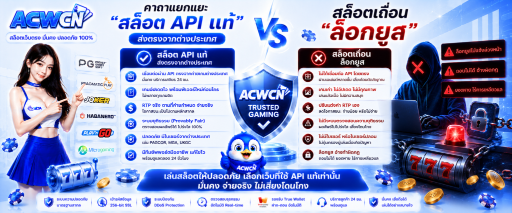 คาถาแยกแยะ สล็อต API แท ส่งตรงจากต่างประเทศ VS สล็อตเถื่อนล็อกยูส