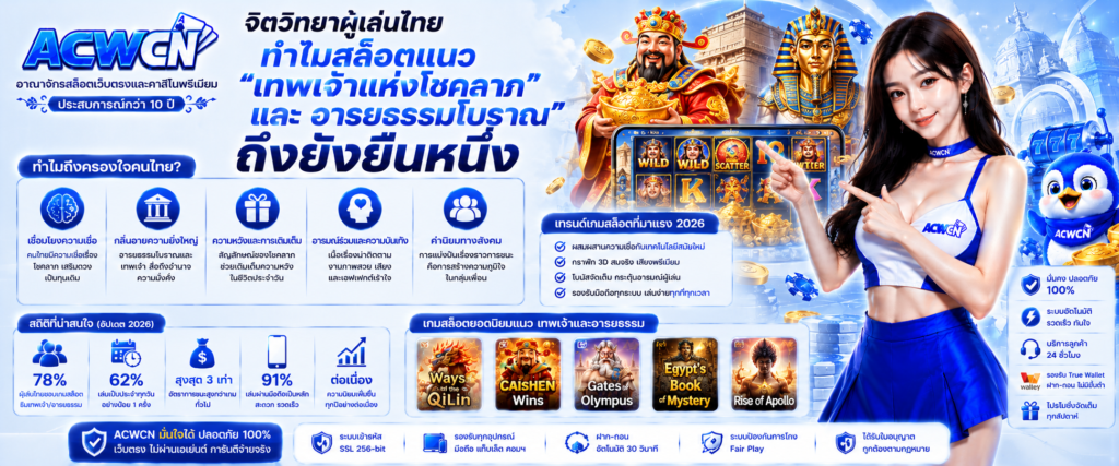 จิตวิทยาผู้เล่นไทย ทำไมสล็อตแนว เทพเจ้าแห่งโชคลาภ และ อารยธรรมโบราณ ถึงยังยืนหนึ่ง