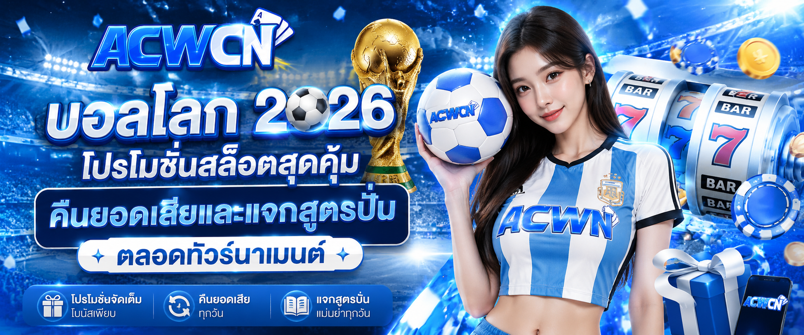 บอลโลก 2026 โปรโมชั่นสล็อตสุดคุ้ม คืนยอดเสียและแจกสูตรปั่นตลอดทัวร์นาเมนต์