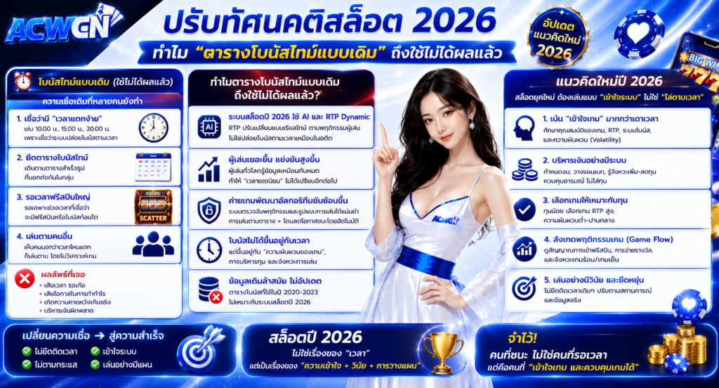 ปรับทัศนคติสล็อต 2026 ทำไมตารางโบนัสไทม์แบบเดิมถึงใช้ไม่ได้ผลแล้ว​