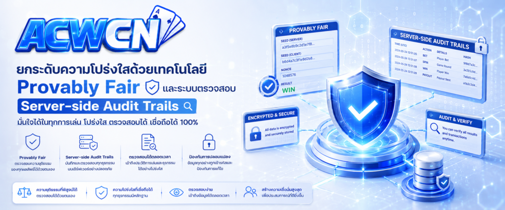 ยกระดับความโปร่งใสด้วยเทคโนโลยี Provably Fair และระบบตรวจสอบ Server-side Audit Trails​