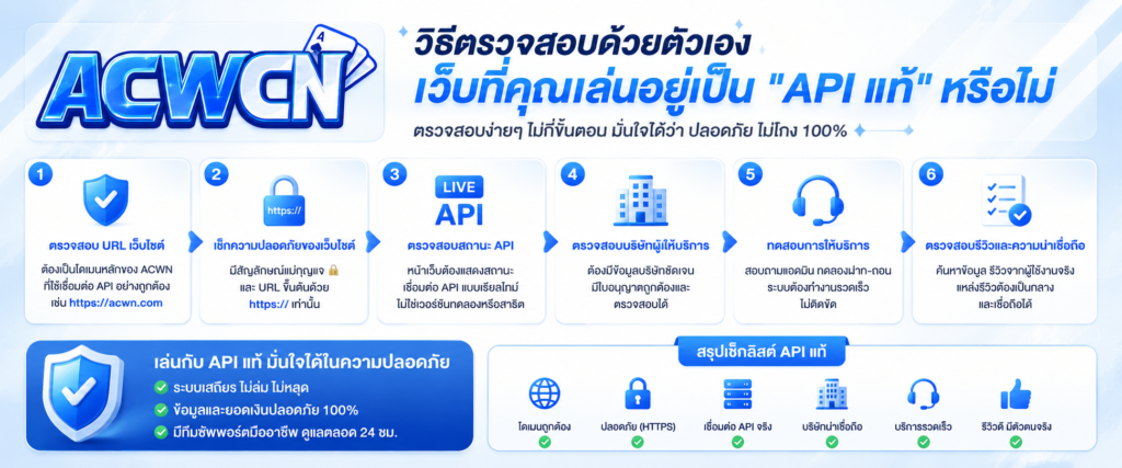 วิธีตรวจสอบด้วยตัวเอง เว็บที่คุณเล่นอยู่เป็น API แท้ หรือไม่​