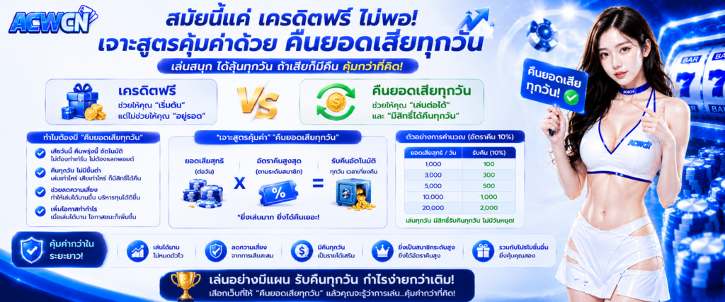 สมัยนี้แค่ แจกเครดิตฟรี ไม่พอ! เจาะสูตรคุ้มค่าด้วย คืนยอดเสียทุกวัน​