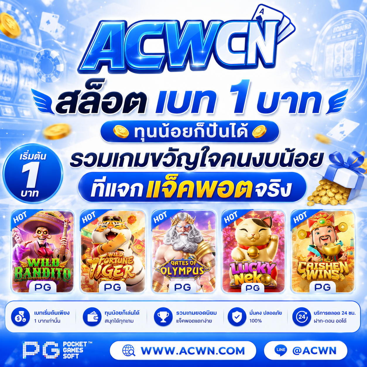 สล็อต เบท 1 บาท ทุนน้อยก็ปั่นได้ รวมเกมขวัญใจคนงบน้อยที่แจกแจ็คพอตจริง