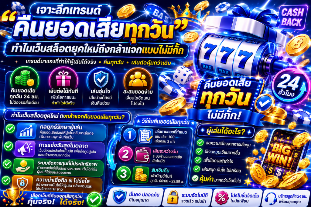 เจาะลึกเทรนด์ คืนยอดเสียทุกวัน ทำไมเว็บสล็อตยุคใหม่ถึงกล้าแจกแบบไม่มีกั๊ก​