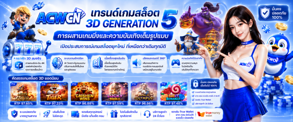 เทรนด์เกมสล็อต 3D Generation 5 การผสานเกมมิ่งและความบันเทิงเต็มรูปแบบ