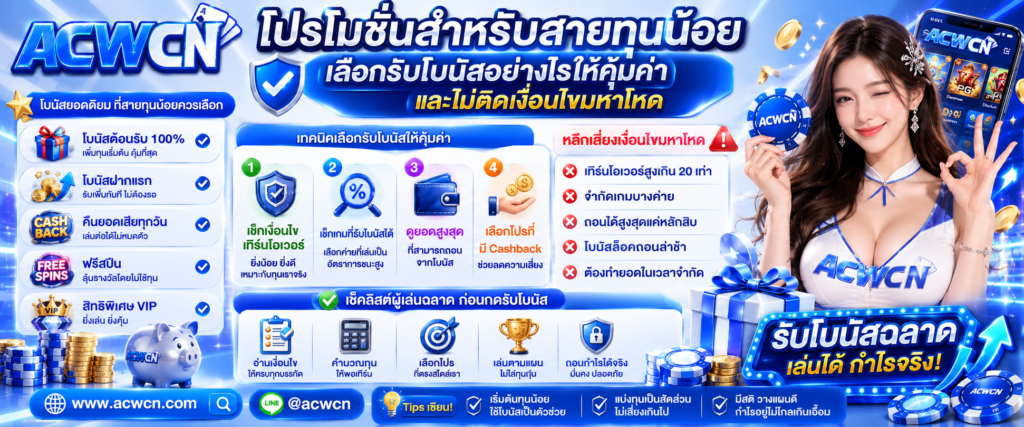 โปรโมชั่นสำหรับสายทุนน้อย เลือกรับโบนัสอย่างไรให้คุ้มค่าและไม่ติดเงื่อนไขมหาโหด​